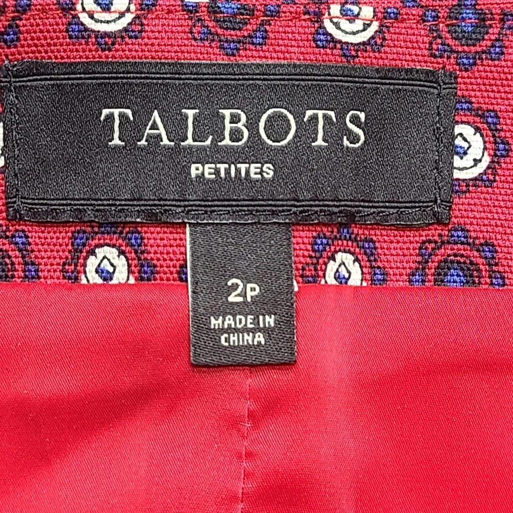 Talbots Skirt Womens 2P Red Excellent Medallion Print A-Line Petite Cotton Blend